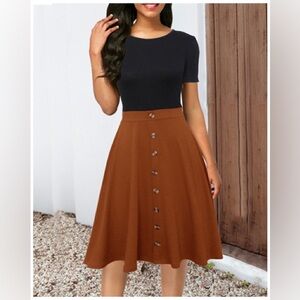 Curlbuity Elegant Brown Button-Down dress size S